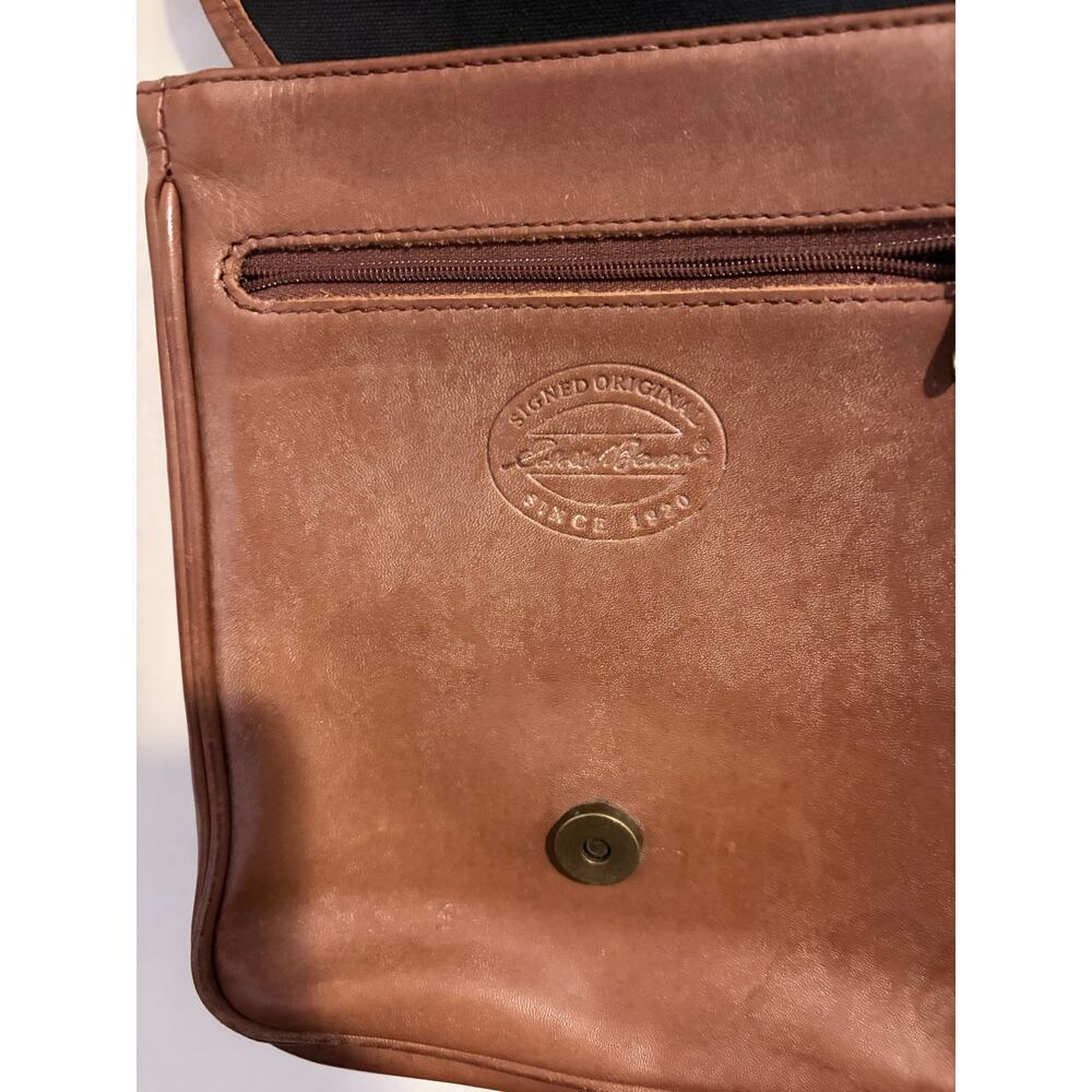 Eddie Bauer Vintage Leather Crossbody Shoulder Bag Cognac Brown - Picture 4 of 5